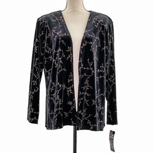 MAGGIE Sweet Velvet Floral Open Front Jacket LP